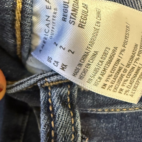 American Eagle Outfitters Dark Blue Distressed Skinny Jeans - Picture 3 of 4